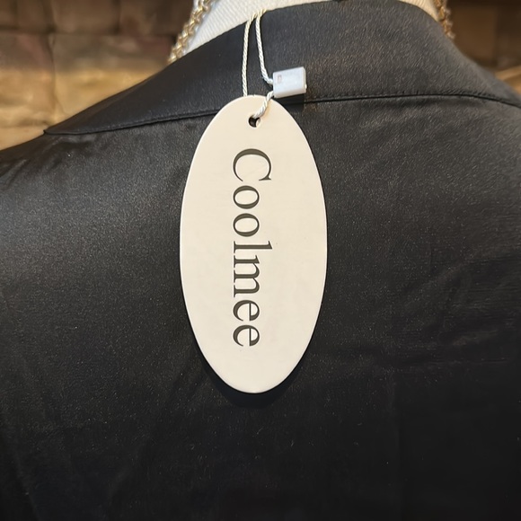 NWT Black Satin Ruffle Hem Short Kimono Robe Size XL - Picture 7 of 10